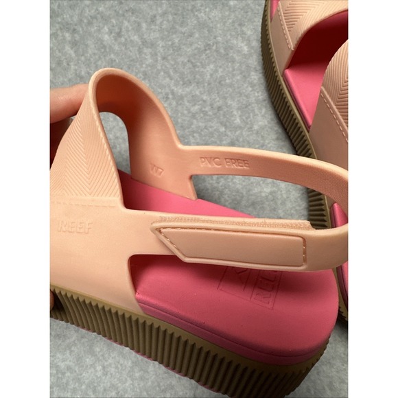 Reef Women Size 7 Water Vista Higher Platform Sandals Hot Pink/Coral/Tan - Picture 5 of 5
